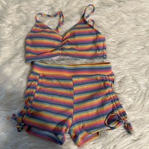 Pastel Rainbow top and shorts set